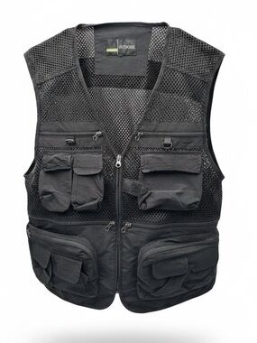 Mesh 14-Pocket Black Tactical Vest Fishing Hiking Military Airsoft Outdoor